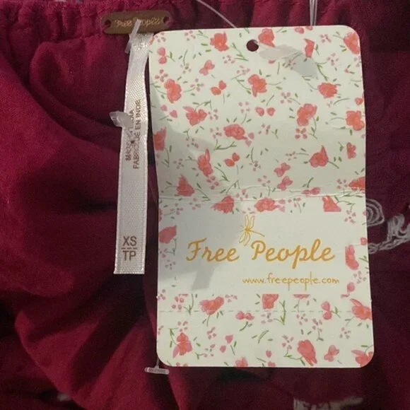 𝅺FREE People Emma Floral Embroidered Tunic Mini Dress in Berry Purple NWT - Picture 7 of 8